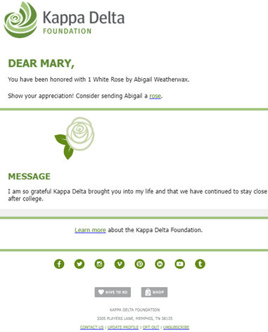 A virtual rose email