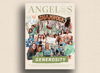 magazine cover featuring a collage of images from fundraising events